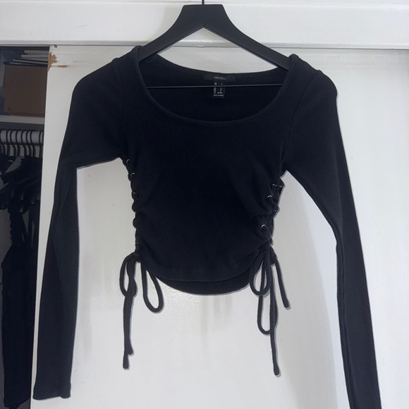 Forever 21 Tops - Forever 21 Black Lace-Up Top